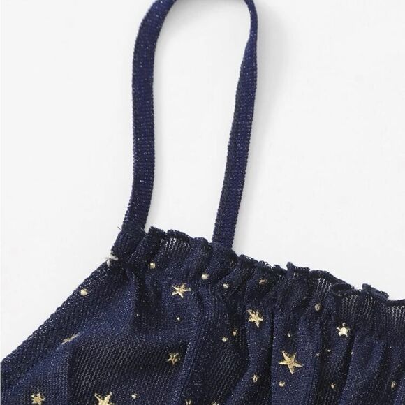 SHEIN Plus Lettuce Trim Galaxy Mesh Cami Top - Picture 6 of 9